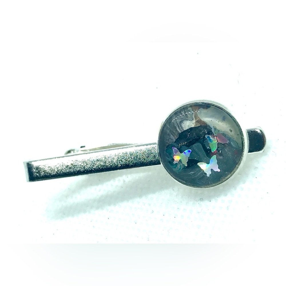 Tie clip pin silver plated 16mm handcrafted dome